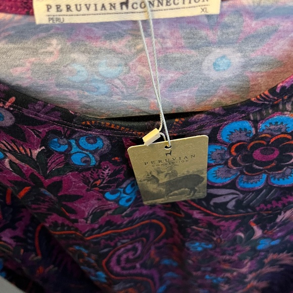 Peruvian Connection NWT XL LS PAISLEY TEE - Picture 2 of 7
